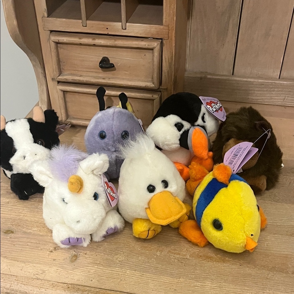 Lot of 7 Puffkins Beaver Duck Fish Unicorn Cow Butterfly Penguin